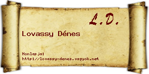Lovassy Dénes névjegykártya